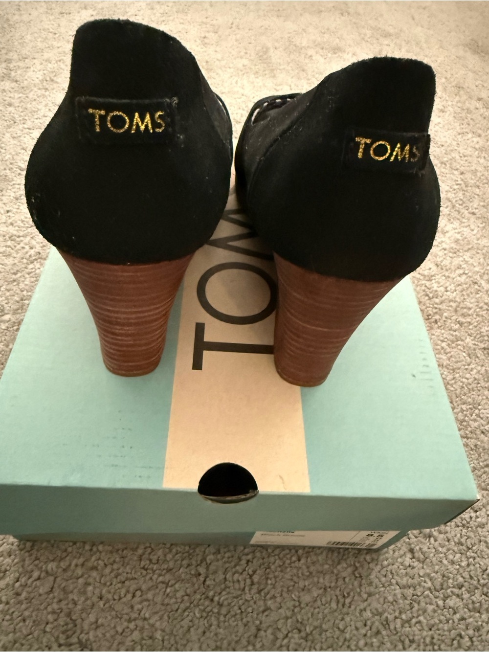 TOMS (Michelle) Black Suede Stacked Heel Pumps